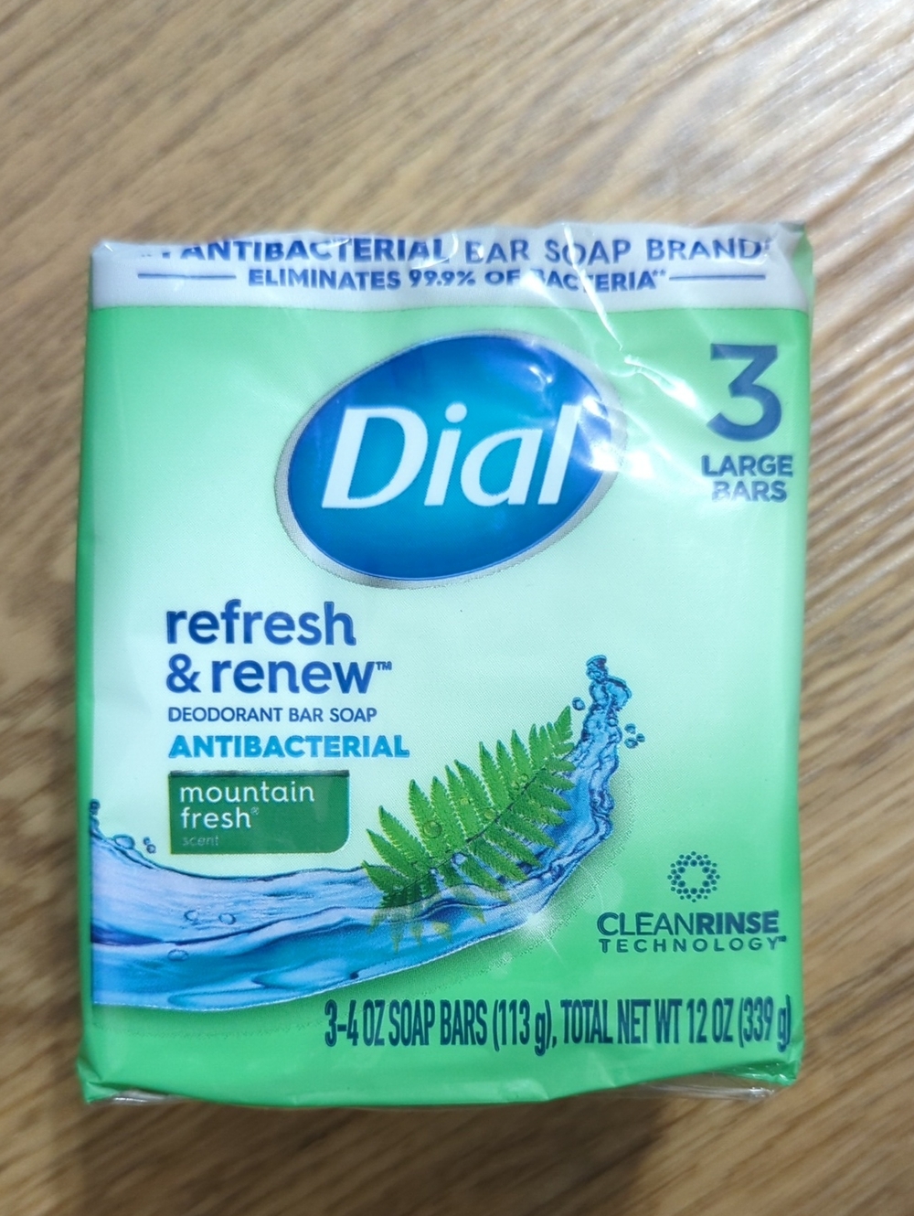 Dial Refresh & Renew Antibacterial Bar Soap - Mountain Fresh - Green (3 Bars)